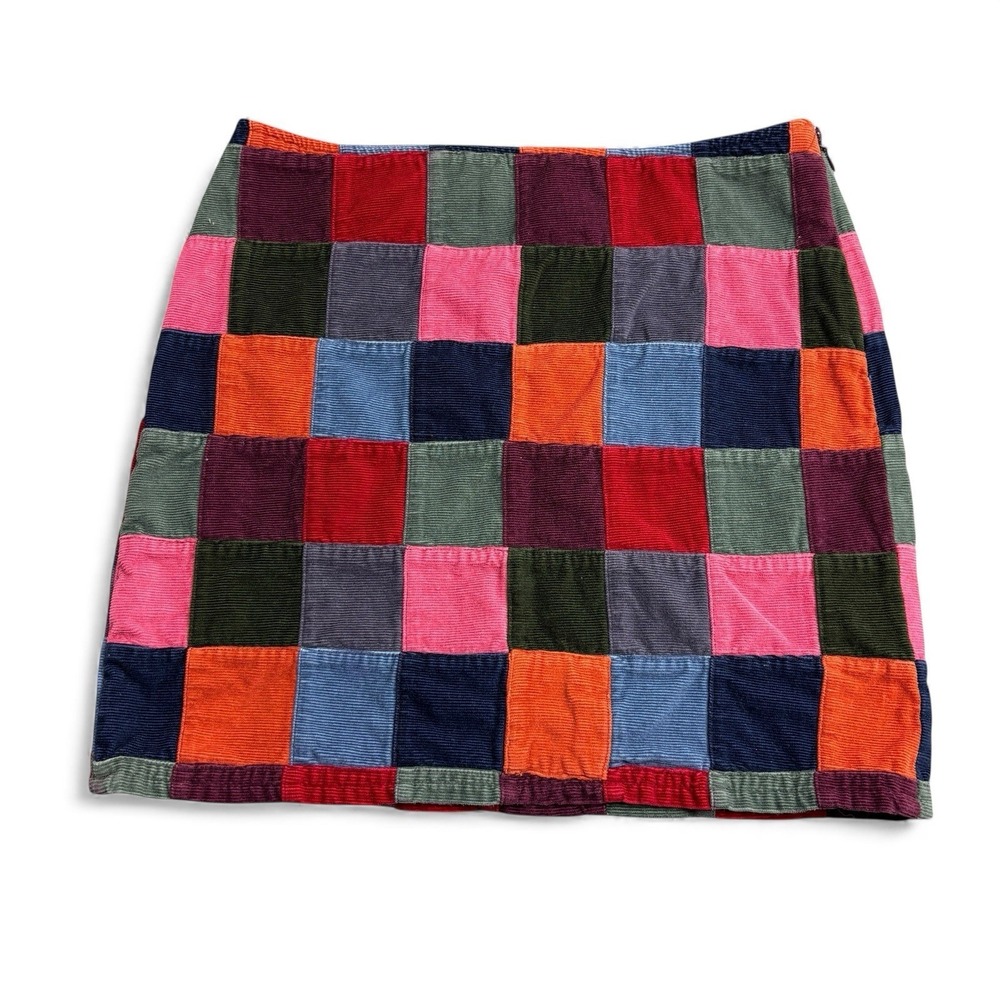 Vintage 90s Ralph Lauren Corduroy Patchwork Mini Skirt Women's Size 8 Colorful